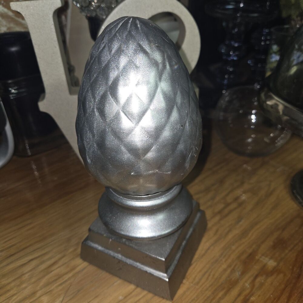 Vintage Metallic Pineapple Acorn  Bookends Velvet Bottom